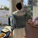 25流行花边拼接牛仔短款外套上衣2C215-P135-K205，女装短外套，2C215