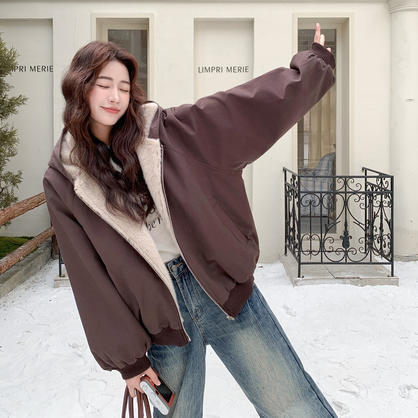 现货！现货新款两面穿咖色连帽外套2C212-G192-P185-K278，女装棉衣/棉服，2C212