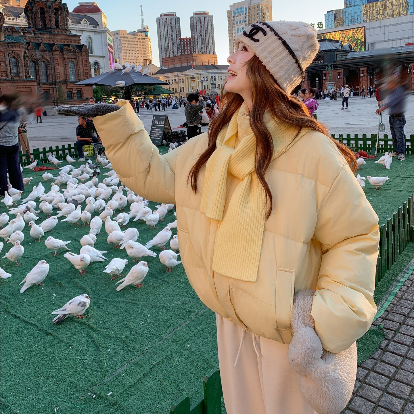 超好看送围巾羽绒服女冬2025新款韩版加厚白鸭绒小个子面包服,女装羽绒服,2C177