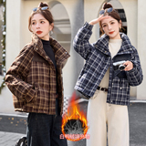 短款时尚立领格纹白鸭绒羽绒服，女装羽绒服，英标秀（1C119）