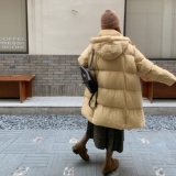 韩系chic黄色连帽羽绒服女冬超火好看高级小众泡芙中长款加厚外套，女装羽绒服，2C212