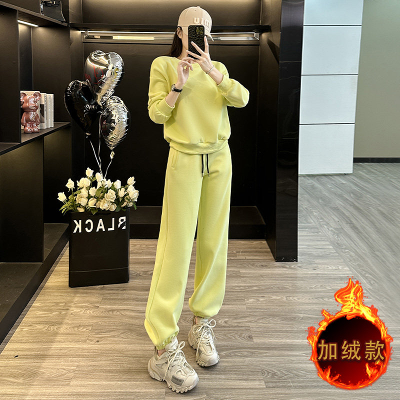 秋冬新款圆领宽松套头长袖卫衣套装,女装套装/套裙,2C310