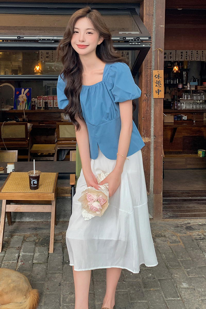 白色吊带连衣裙套装女2025年春秋新款高级感超好看牛仔外套两件套,女装套装/套裙,2C057