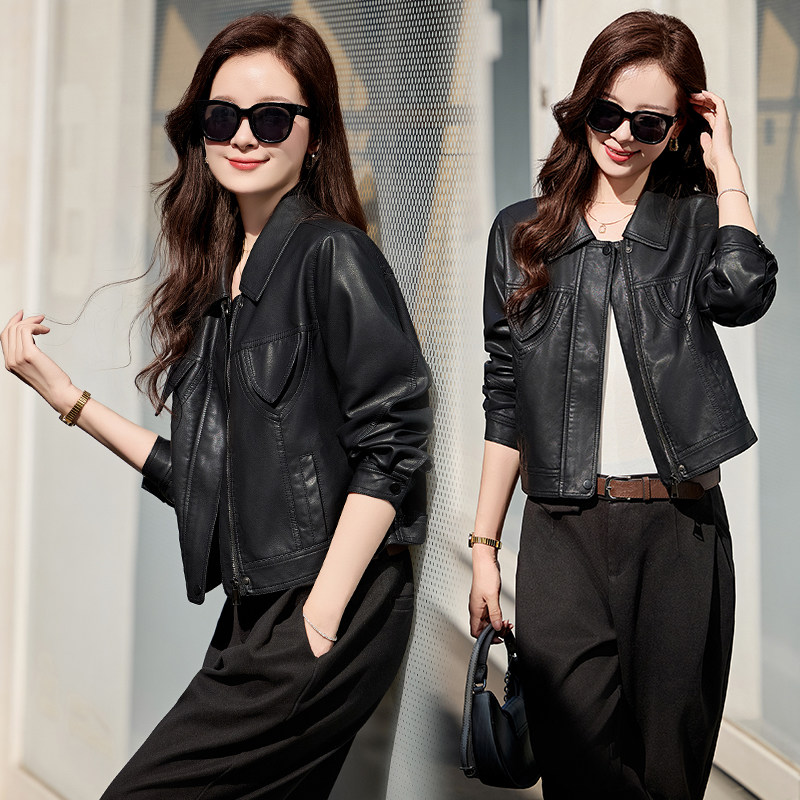【现货】春装新品高级感皮衣外套女时髦显瘦2512-1C115-P120-K188,女装皮衣,吾爱衣