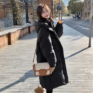 咖色连帽长款宽松加厚羽绒服 90白鸭绒 2527-P365-K528图片