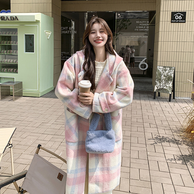 【新款现货】冬季新款格子呢子大衣2C371-P185-K298,女装毛呢外套,2C120