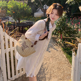 高级感白色衬衫裙连衣裙女春秋2025新款小个子a字裙爆款流行初恋，女装连衣裙，2C092