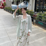 新中式风两件套连衣裙女高腰显瘦气质优雅吊带长裙2913P135K198，女装连衣裙，2C029