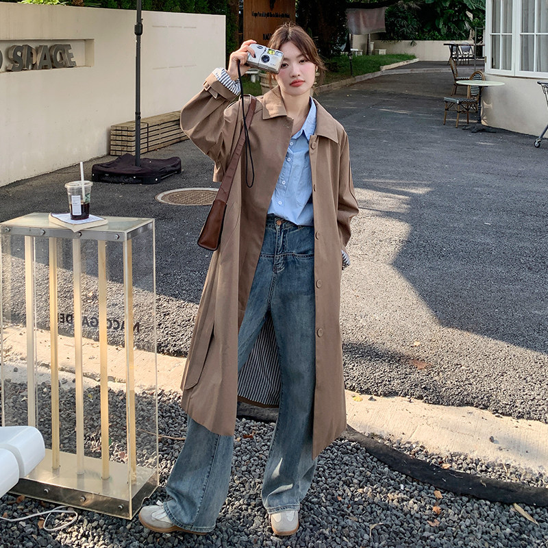 今年流行风衣外套女春秋2025新款爆款老钱风法式气质大衣美式复古,女装风衣,2C139
