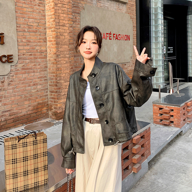 时尚个性韩版短款皮衣外套2025春季女装新款宽松休闲女外套现货图片