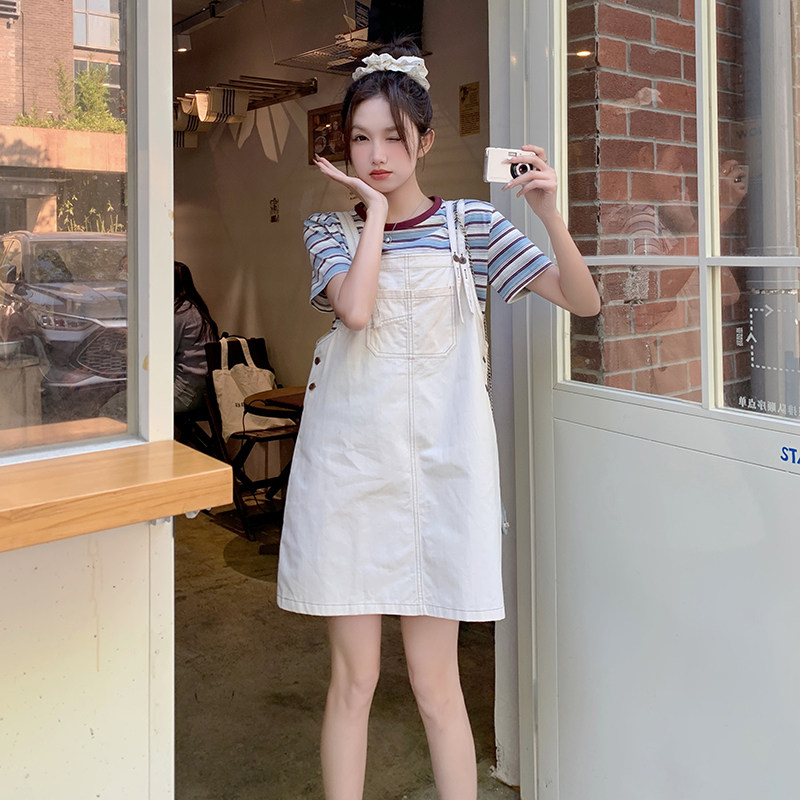 夏款 条纹T+背带短裙 2C122-8838-P120-K180图片