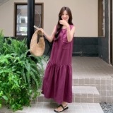 【现货】法式赫本风亚麻连衣裙2C327-8811-P155控228，女装连衣裙，2C327