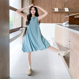 湖蓝色法式气质背心花苞裙女2025年夏季新款小个子少女风无袖裙子，女装连衣裙，2D009