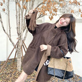 复古美拉德拼接双面呢大衣女秋冬2025新款小个子时髦流行超火外套，女装毛呢外套，2C092