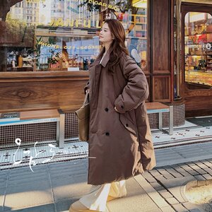 韩版复古休闲中长款90白鸭绒外套女2025年冬季新款显瘦加厚羽绒服图片