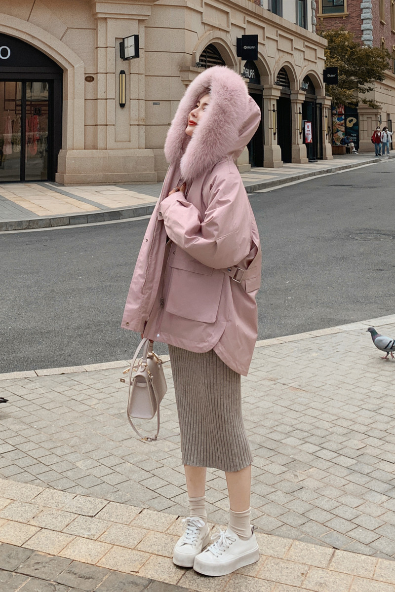 【现货】2025冬季兔毛内胆加厚粉色派克服 2C056-9918-P185 控268图片