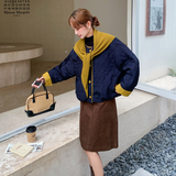 针织披肩加厚藏青色羽绒棉服女冬季2025新款小个子巨好看棉衣棉袄，女装棉衣/棉服，2C323