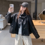 2026春秋季新款皮衣短款帽子可脱卸RF2C290-6869#-P185-K275，女装皮衣，2C290