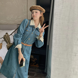 新款！！牛仔拼接假两件牛仔连衣裙P145K208，女装连衣裙，2C316