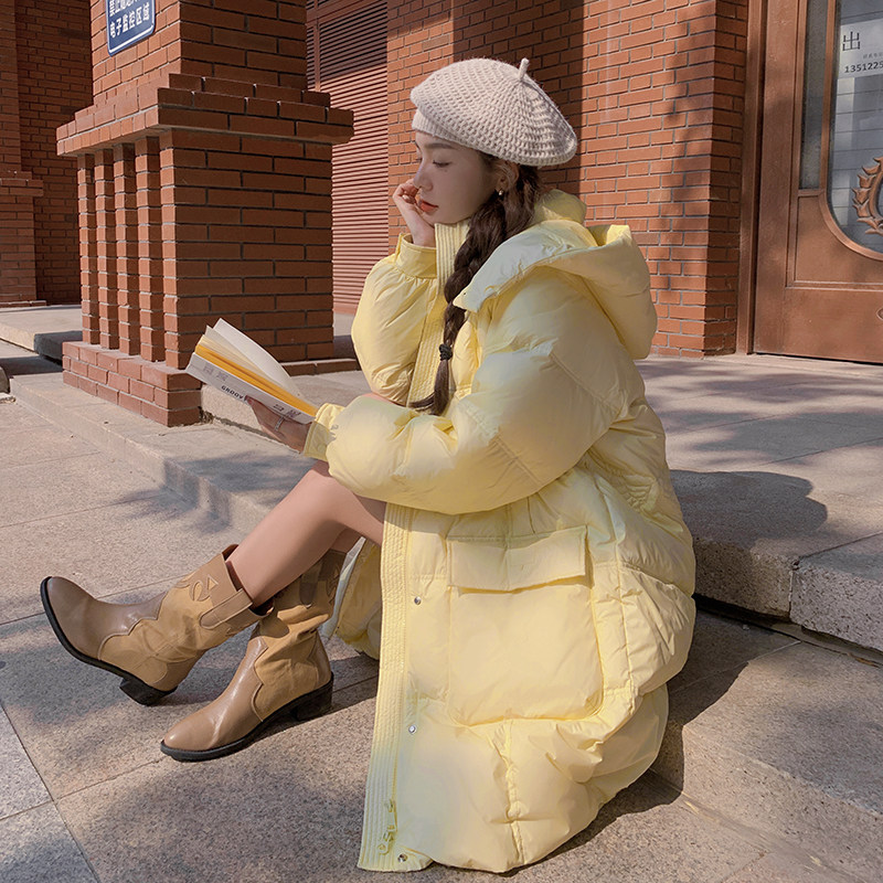 现货2025新款奶呼呼鹅黄色长款羽绒053/款号5817/P235/K338,女装羽绒服,2C053