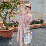 泡泡袖短袖法式夏季纯欲女连衣裙系带甜美韩版小众显瘦气质时尚，女装连衣裙，2C259