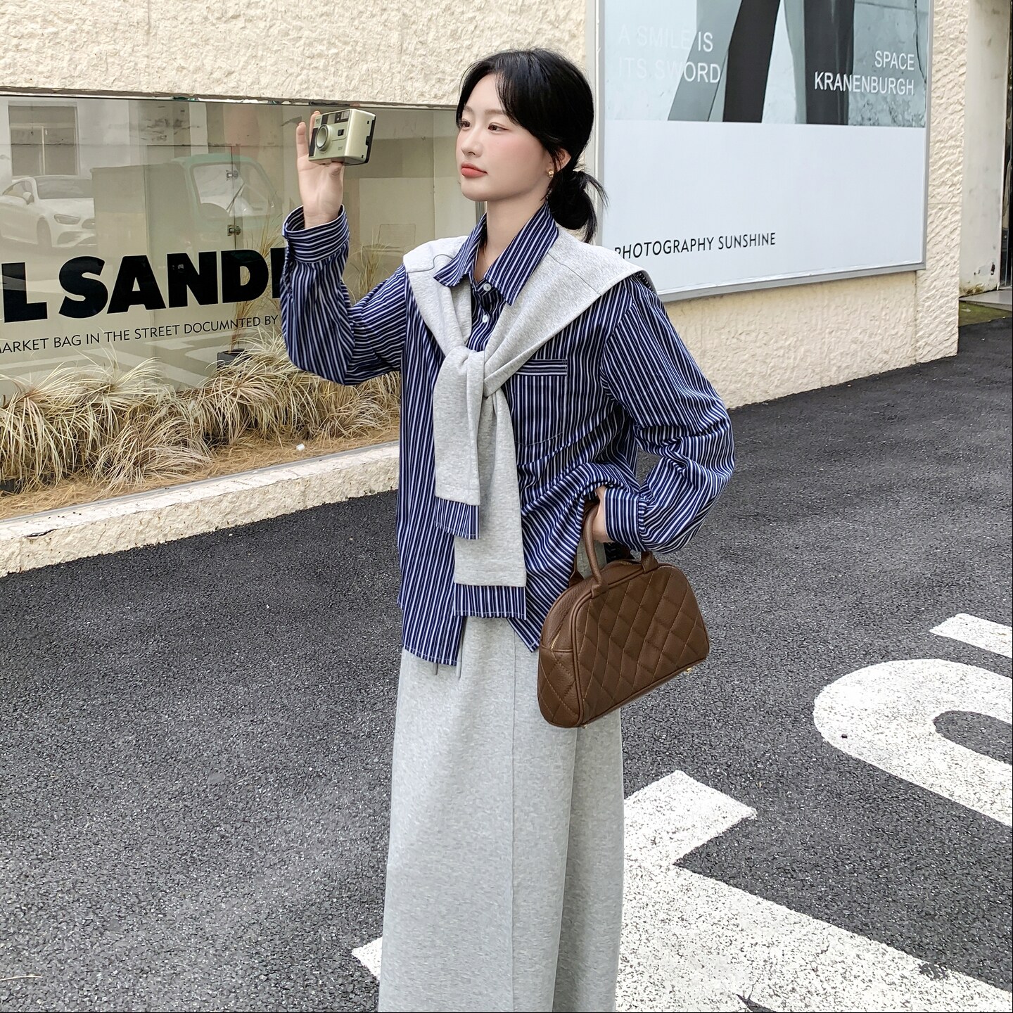 现货春季条纹衬衫时尚休闲三件套套裙2C098-9020P185K278,女装套装/套裙,2C098