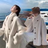 现货秋冬2025新款松弛感仿水貂毛外套高级感大衣2595-P215控328，女装短外套，2D009