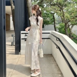 新中式风刺绣盘扣上衣连衣裙两件套女2025夏季新款气质显瘦旗袍，女装连衣裙，2C159