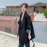 现货春季新休闲拼接牛仔袖西装外套2C098-808-P150K218，女装西装，2C098