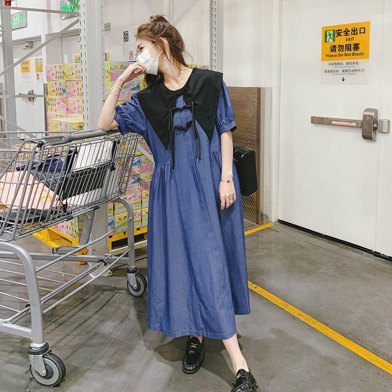 档口新中式盘扣！2026夏季复古牛仔连衣裙L666-P125K178,女装连衣裙,2C069