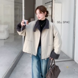 卡其色韩版立领短款加厚外套棉衣女冬季新款休闲宽松大版保暖棉服，女装棉衣/棉服，2C166