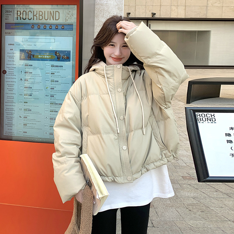 冬季韩系撞色连帽假两件小个子面包服羽绒服皮外套女6117P255K378图片