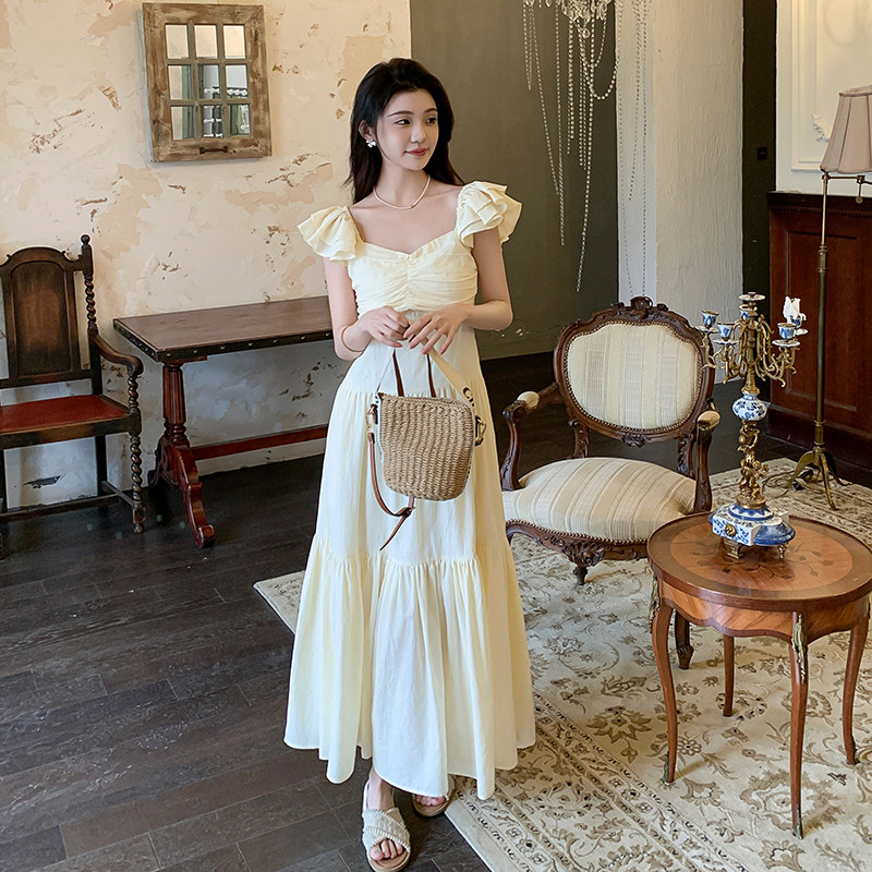 24年夏新款法式宫廷绝美仙女小飞袖连衣裙2C135-5066P130K198,女装连衣裙,2C135