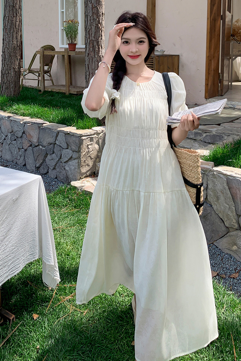 桔梗法式甜美杏色连衣裙女2025新款超好看夏日绝美漂亮气质初恋裙,女装连衣裙,2C299