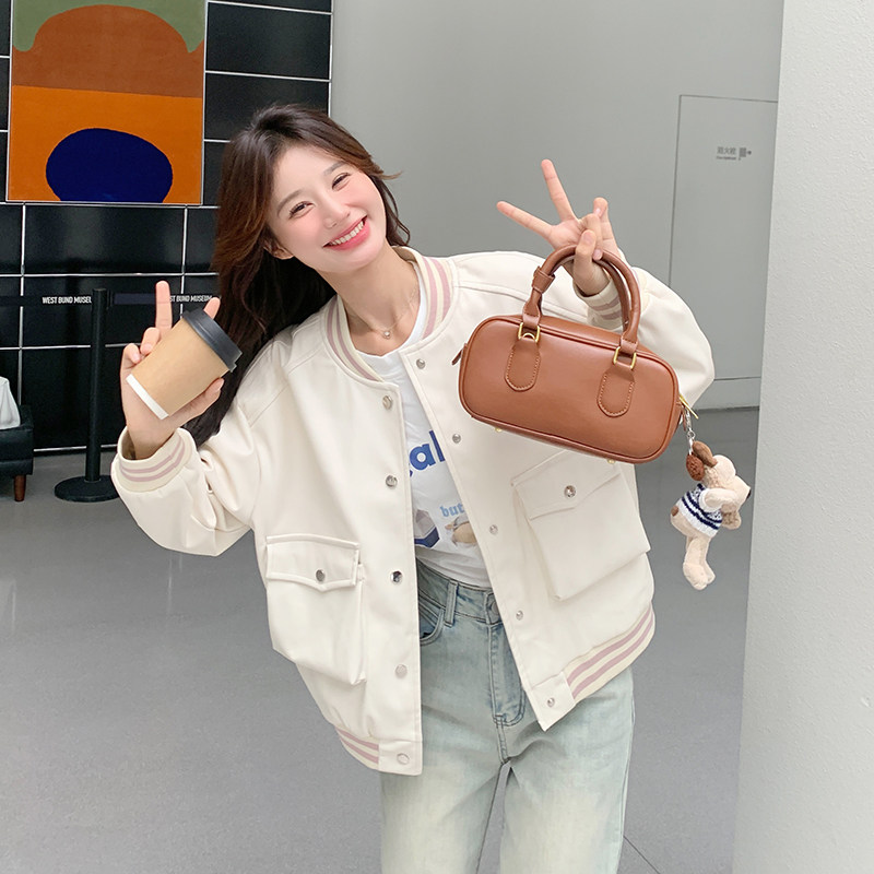 韩版时尚甜酷风棒球服外套女2025春秋季新款宽松显瘦休闲夹克上衣,女装短外套,2C030