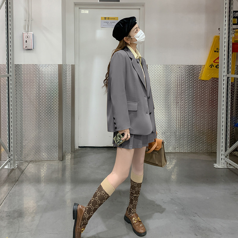 2024现货春秋学院风刺绣西装短裙套装P165-238,女装套装/套裙,2C299