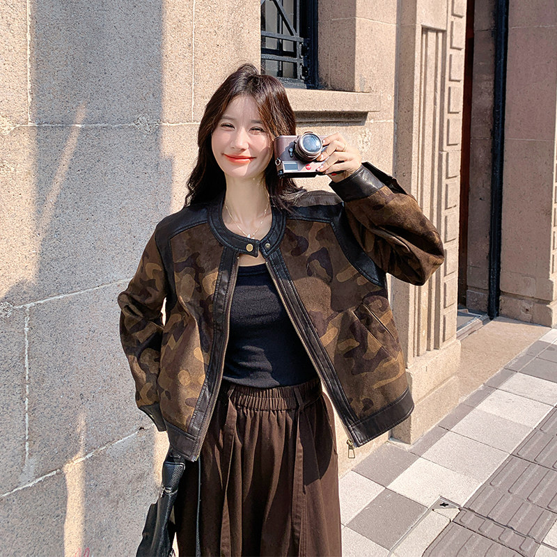 美拉德咖色麂皮绒短外套女春秋2025新款超火好看高级小众夹克上衣图片