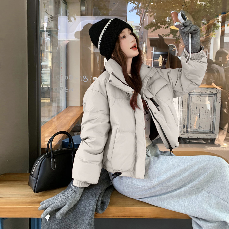 新款羽绒服女短款韩版立领简约加厚小个子高级感面包服外套潮,女装羽绒服,2B114