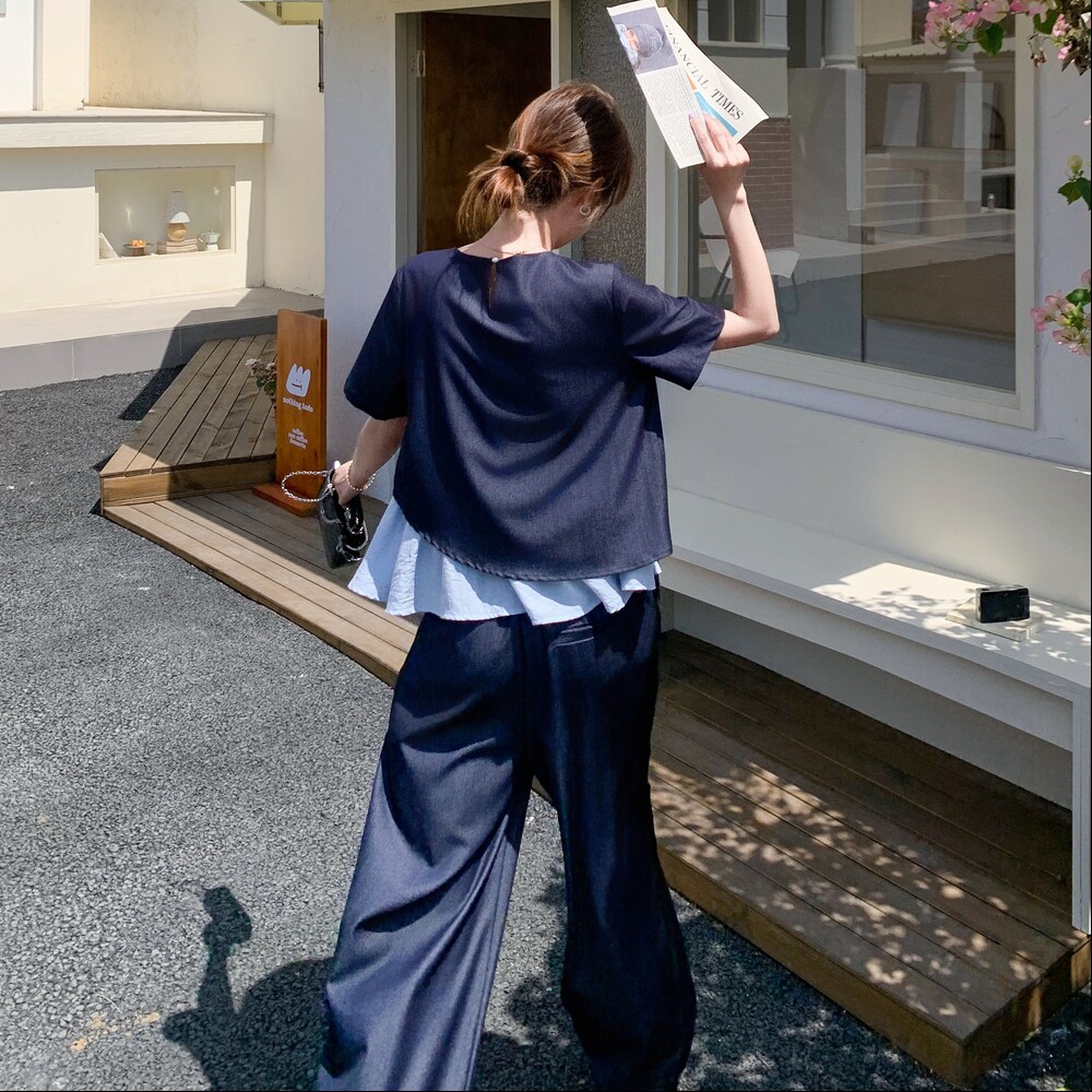 新中式休闲风时尚套装时尚复古机能风中性风辣妹风短袖大码显瘦,女装套装/套裙,2C098