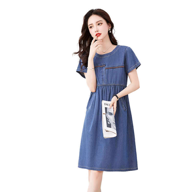 薄款牛仔连衣裙女夏季2025年新款宽松短袖裙子，女装连衣裙，新感觉,女装连衣裙,新感觉