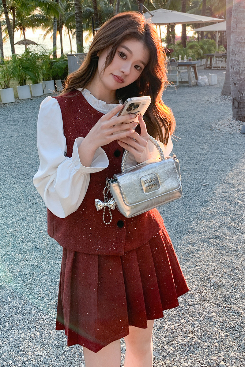 马甲百褶短裙套装三件套2C353/8662/P180/K268【两件套P140K208】,女装套装/套裙,2C353