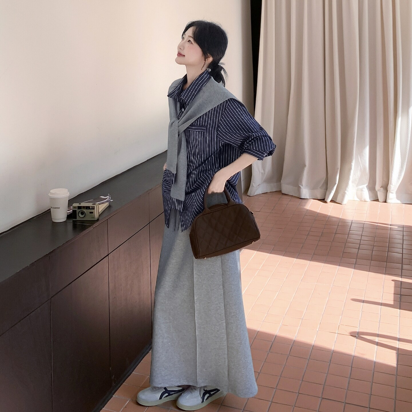 现货春季条纹衬衫时尚休闲三件套套裙2C098-9020P185K278,女装套装/套裙,2C098