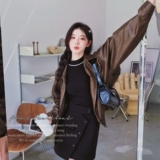 【现货主推】港风oversize翻领皮衣外套6685-P145控198，女装皮衣，2C137