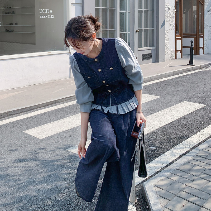 【现货.新款】2026春牛仔拼接衬衣假两件套2C215-P205-K328,女装套装/套裙,2C215