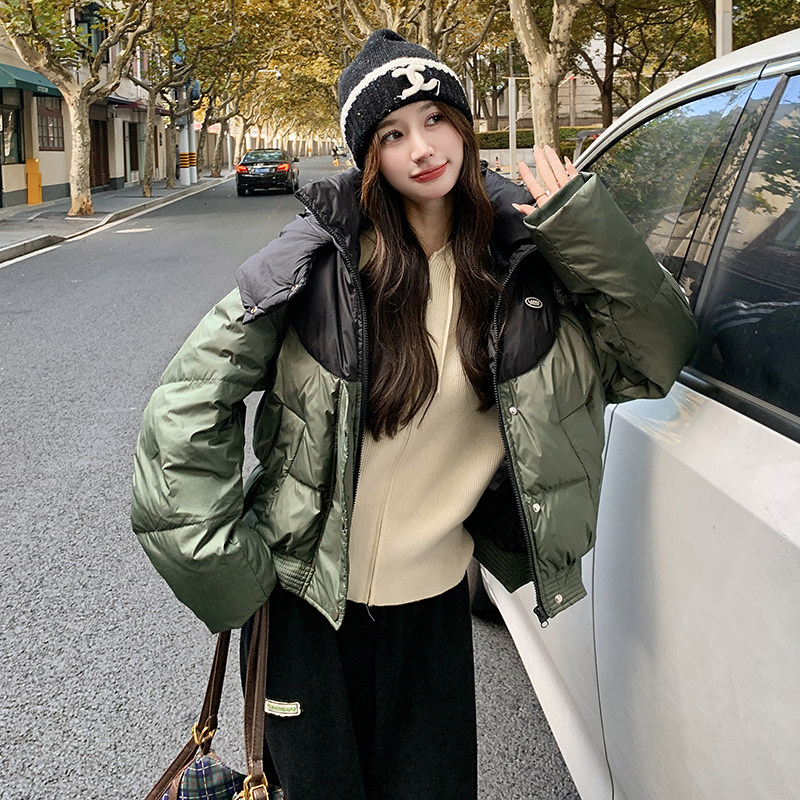：冬装新款撞色连帽设计感90绒羽绒服外套2C135-5009P275K385,女装羽绒服,2C135