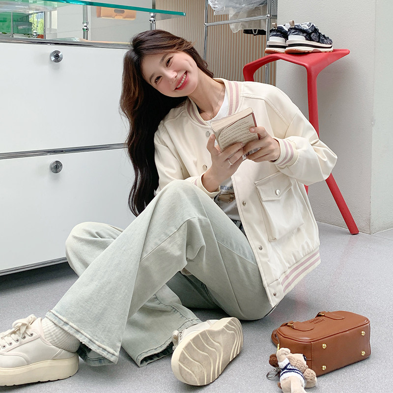 韩版时尚甜酷风棒球服外套女2025春秋季新款宽松显瘦休闲夹克上衣,女装短外套,2C030