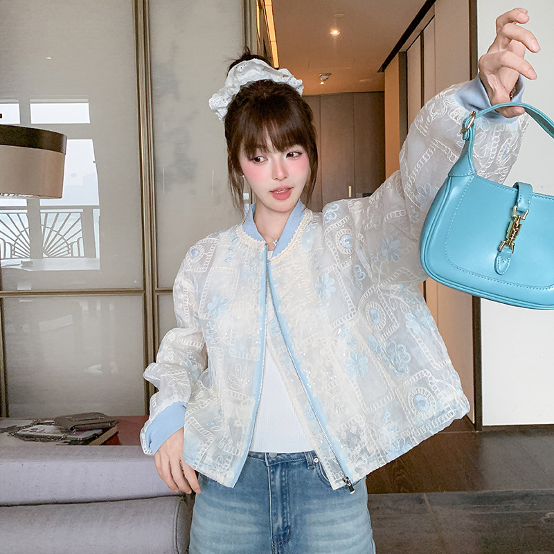 现货25春夏新款防晒外套刺绣蕾丝外套1C086-726-P160-K248,女装短外套,2D044