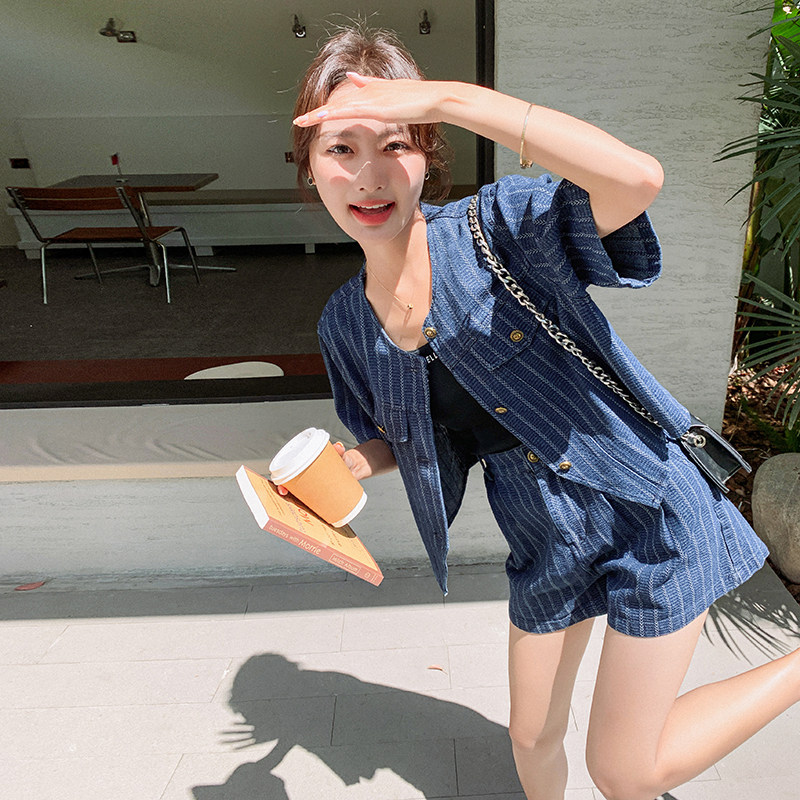 大货 附买家秀 夏薄款提花牛仔两件套2C075-168A-P135-K188图片