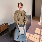 韩系chic通勤卡其色夹克2025春夏新款宽松短款风衣外套女休闲百搭，女装短外套，2C159