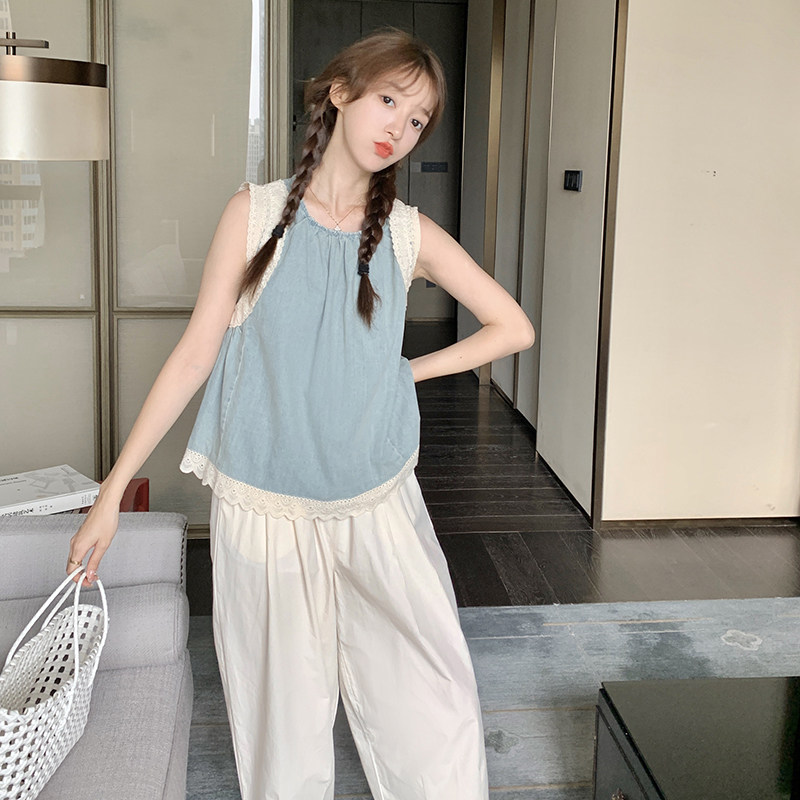 不规则设计感木耳边拼接连衣裙女夏季2025新款休闲简约泡泡袖长裙,女装套装/套裙,2C113